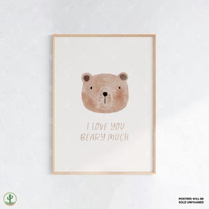 Te amo mucho, Beary / Impresión de arte de pared para guardería / Decoración linda para habitación de bebé / Póster infantil de animales / Arte imprimible para habitación de bebé