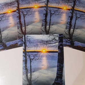Carte de voeux, format A5, un paysage de Carélie du Nord, Finlande.