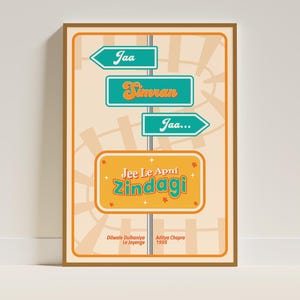 Dilwale Dulhania Le Jayenge-poster, Bollywood-poster, Desi Wall Art afdrukbare, decor kamer, Indiase poster, oude filmposter, fanart