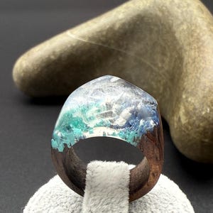 Handmade Ebony Wood Resin Ring: Nature-Inspired Statement Jewelry