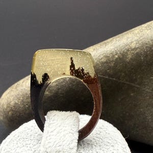 Handmade Ebony Wood Resin Ring: Nature-Inspired Statement Jewelry