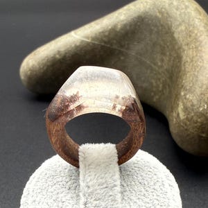 Handmade Mahogany Wood Resin Ring: Nature-Inspired Statement Jewelry