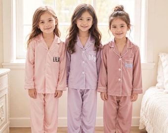 Pijamas para Daminha e Dama de Honra Júnior – Pijamas combinando para se arrumar, presente personalizado, festa de casamento