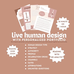 Lectura de Diseño Humano en vivo por Zoom: 30 o 60 minutos (entrega rápida disponible)