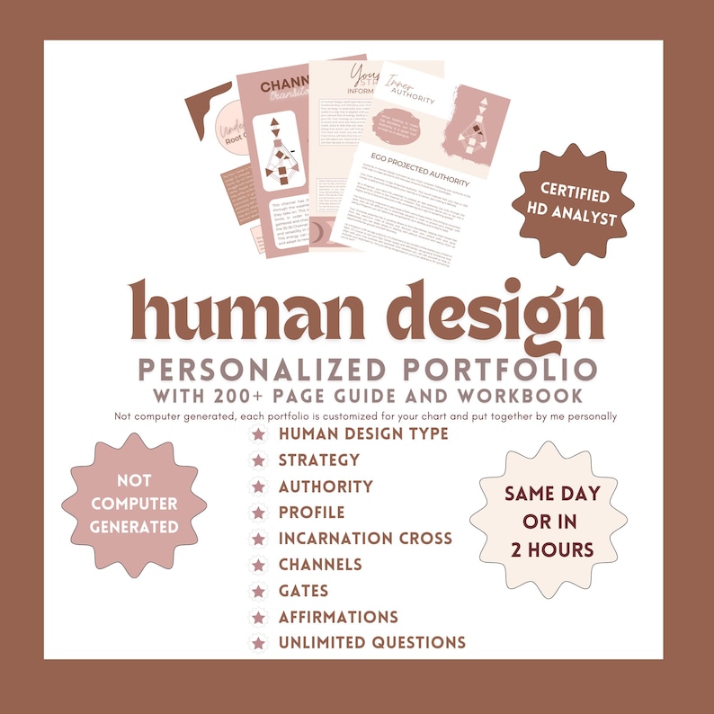 Human Design Reading | HD Chart Personalized Portfolio 70-80 Pages with 200+ Page Workbook | 2 Hour and Same Day Delivery Options Available image 1