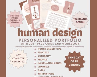 Human Design Reading HD Chart Portfolio 70-80 Pages with 200+ Page Workbook | 2 Hour and Same Day Delivery Options Available | Translations