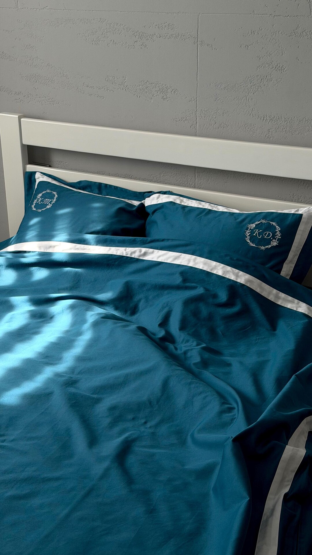 Border Frame Bedding Set, Organic 480 TC Sateen Hotel Stitch Duvet ...