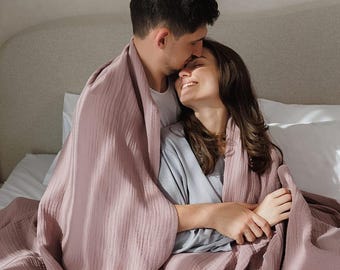 Oversized King Size 4-Layer Muslin Bedspread, Cotton Gauze Blanket, Cotton Muslin Throw Blanket for Bed, Sofa