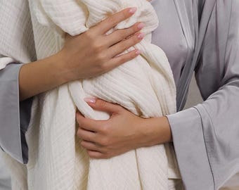 Oversized Organic Cotton Muslin Blanket, Bedspread and Sofa Gauze Throw Blanket, Cotton Muslin Bed Cover