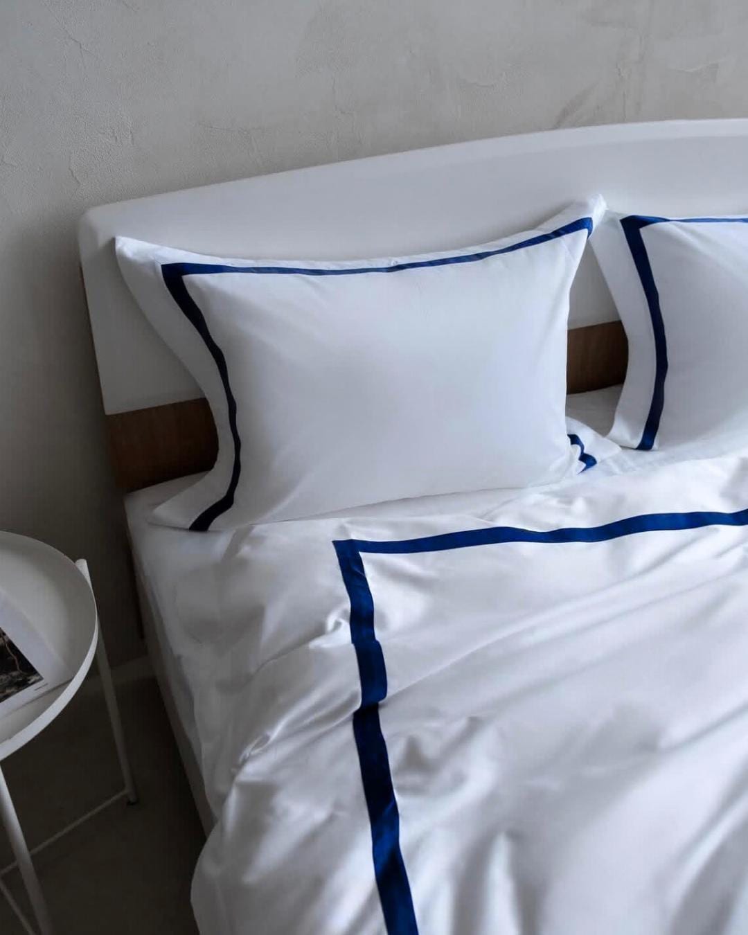 Blue Border Frame Pillowcases for Couples, Modern Wedding Bedding ...