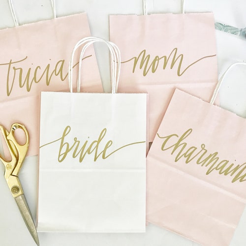 Custom Calligraphy Gift Bags Bridal Party Wedding Gift Bags Etsy