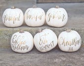 Fall Pumpkins / White Pumpkin Decor / PREORDER / Give Thanks / Calligraphy Pumpkin / Halloween Pumpkin / Personalized Pumpkin : PREORDER!