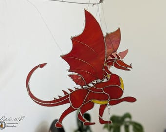 Patrón de dragón de vitral 3D: Plantilla de atrapasol volador (Descarga digital en PDF y SVG)
