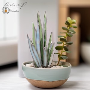 Handmade Stained Glass Agave Plant: 3D Succulent Decor