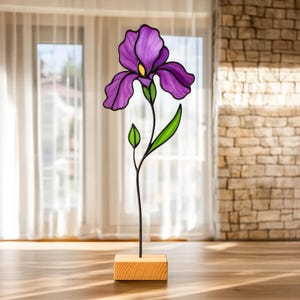Stained Glass Iris flower Pattern , Beginner Iris Flower Stained Glass Pattern - Digital PDF file Instant Download