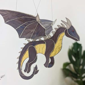 3D Stained Glass Dragon Pattern: Articulated Wings Suncatcher (PDF & SVG Digital Download)
