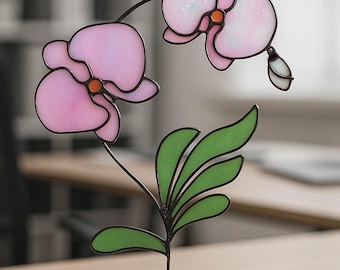 ステンドグラスの蘭の花：胡蝶蘭のインテリア - Etsy 日本