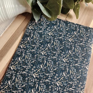 Floral Wheat Fields Cork backed Genuine Leather sheets, Leather for Earring Making, Cork leather, Navy Floral Leather Sheet