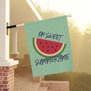 Summer Garden Banner, Outdoor Decor, Seasonal Flag, Watermelon Decoration, Yard Sign, Patio Accent