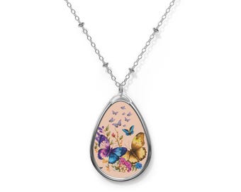Butterfly Garden Pendant Necklace I Statement Jewelry