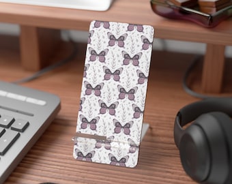 Butterfly Smartphone Stand, Elegant Mobile Display Holder, Perfect for Home Office, Gift for Her, Desk Organization, Dorm Room Decor, Purple
