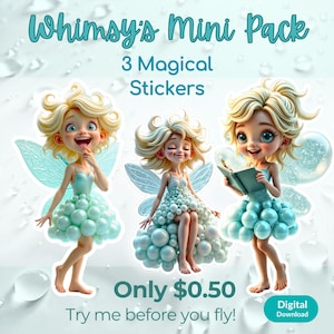 Whimsy’s Mini Pack – 3 Fairy Stickers (Digital Download)