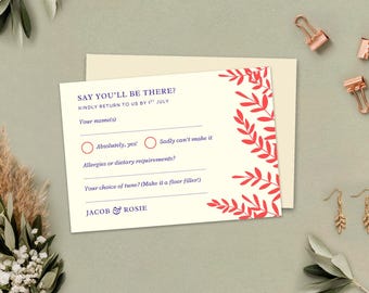 RSVP bruiloft herfst winter, canvassjabloon, rustiek gebladerte (digitale download)