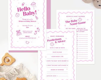 Canva-sjabloonbundel voor babyshower, genderneutraal (digitale download)