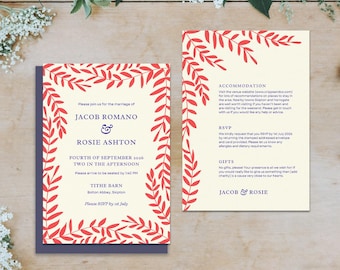 Bruiloftsuitnodiging herfstgebladerte, canvassjabloon, rustieke schuur (digitale download)