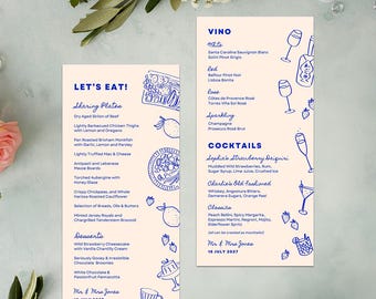 Menu's bruiloft eten ontspannen Canva-sjabloon digitale download