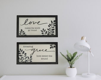 Love Makes the World Go Round AND Amazing Grace, Framed Print SET (2)