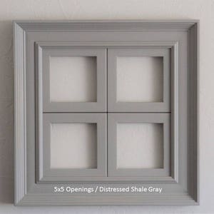 4x4 - 8x8 / Empire Style / 4 Opening Window Collage Frame / Several Sizes and Colors