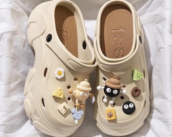 Platform Clog Sandals: Comfy Slip-On Shoes with Charms