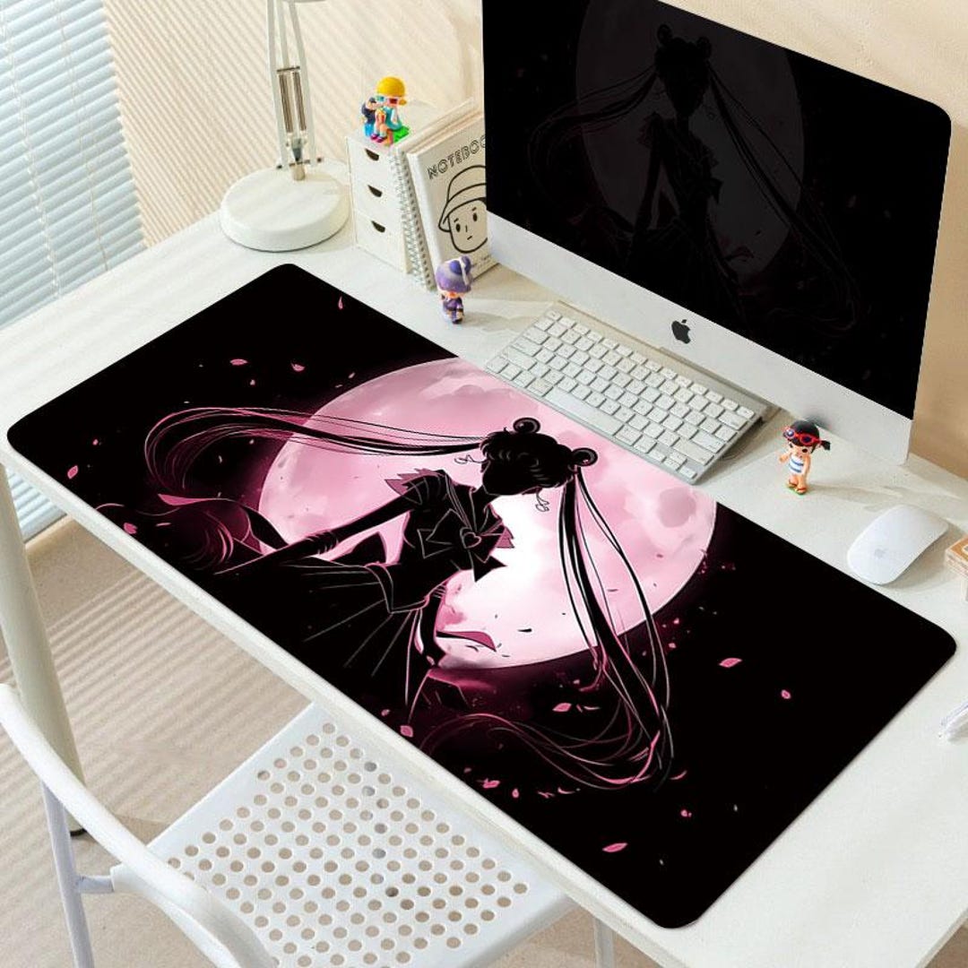 Kawaii Pink Sailor Moon Desk Mat - Cute Anime Large Gaming Mouse Pad ...
