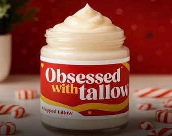 Sweet Peppermint Whipped Tallow Balm, Organic Grass-Fed, Natural Skin Moisturizer