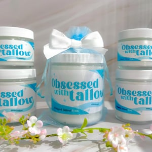 Unscented Whipped Beef Tallow Jar, Natural,Non-Toxic,Whipped Tallow Moisturizer,Body Butter,Lotion,Minimalist Grass Fed Face Balm Skin Cream