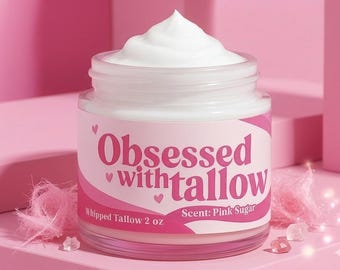 Pink Sugar Whipped Tallow Balm, Organic Grass-Fed, Natural Skin Moisturizer