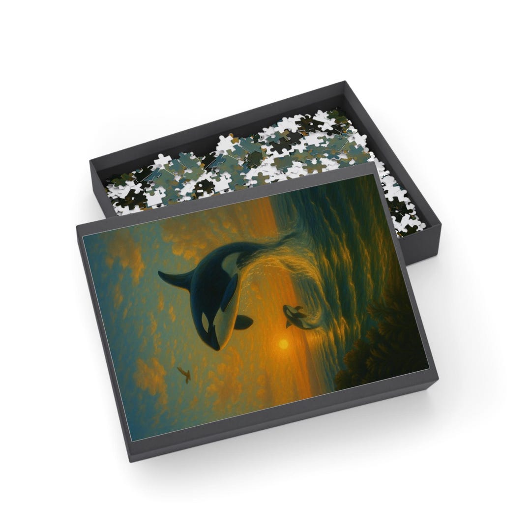 1000 Piece Orca Puzzle Whale Sunset Ocean Scene Jigsaw for Adults ...
