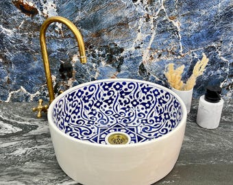 Bathroom Vanity Sink Handcrafted - Round Bathroom Sink - Bathroom Vanity Centerpiece for Eco-Friendly Decor - Vessel Sink - Round Sink