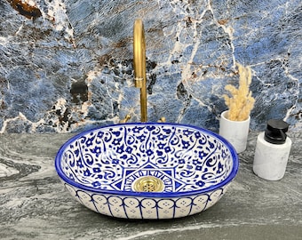 Ceramic Oval Sink Vanity Centerpiece - Ceramic Bathroom Sink Basin - Oval Vessel Sink - Handmade Bathroom Oval Sink Bowl