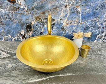 Handmade Oval Brass Bathroom Sink – Hammered Drop-In or Undermount Vanity Vessel – Antique Brass Finish Basin - Oval Farmhouse Washbasin