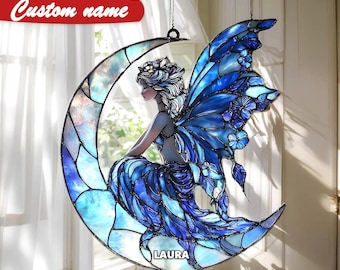 Moon Fairy Acrylic Suncatcher, Celestial Window Hanging Decor, Mystical Gift For Her And Home