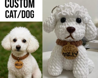 Custom Cat or Dog Crochet Plush – Personalized Pet Amigurumi – Handmade Animal Keepsake