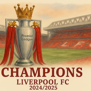 Champions of England - LFC | Digital Wall Art | Premier League 2024/2025 | Instant Download