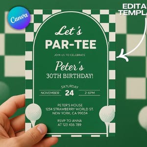 Golf Birthday Invitation, Golf Par-Tee Invite, Hole-in-One Golf Party Invitations, Editable Digital Template Instant Download