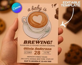 Coffee Baby Shower Invitation Bundle: Editable Template (Digital Download