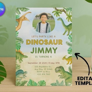 Editable Dinosaur Invitation, DInosaur Birthday Party Invitation, Dinosaur World Invite, T-Rex Party Invite, Jurassic 1st 3rd 5th Birthday