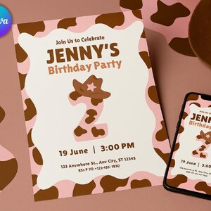 Pink Cowgirl Birthday Invitation, Cowgirl Hoedown Birthday Party Invite, Pink Disco Cowgirl Hoedown Party , Disco Rodeo Invite