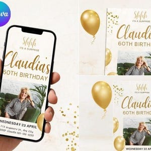 Birthday Invitation, Surprise Party Adult, 30th 40th 50th Any Age, Cognac Scotch Liquor, Canva Editable Adult Men Birthday Invite