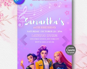 Anime Birthday Invitation | Editable Canva Template (Digital Download)